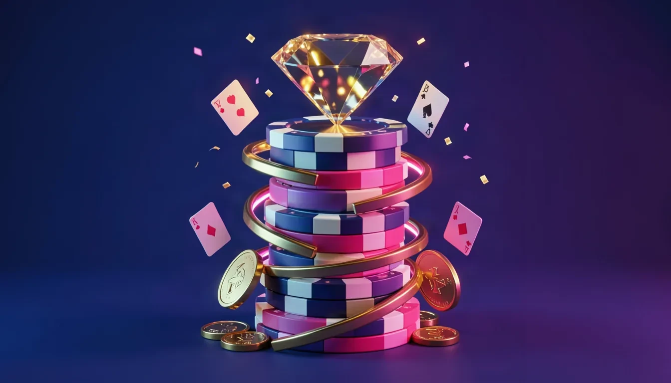 Pinko hostess holding a royal flush of aces